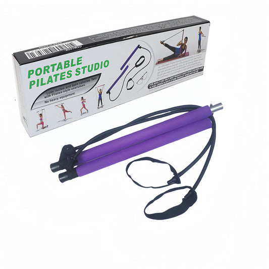 Purple Pilates Bar Kit with Resistance Bands - Detachable Toning Stick Metal Core