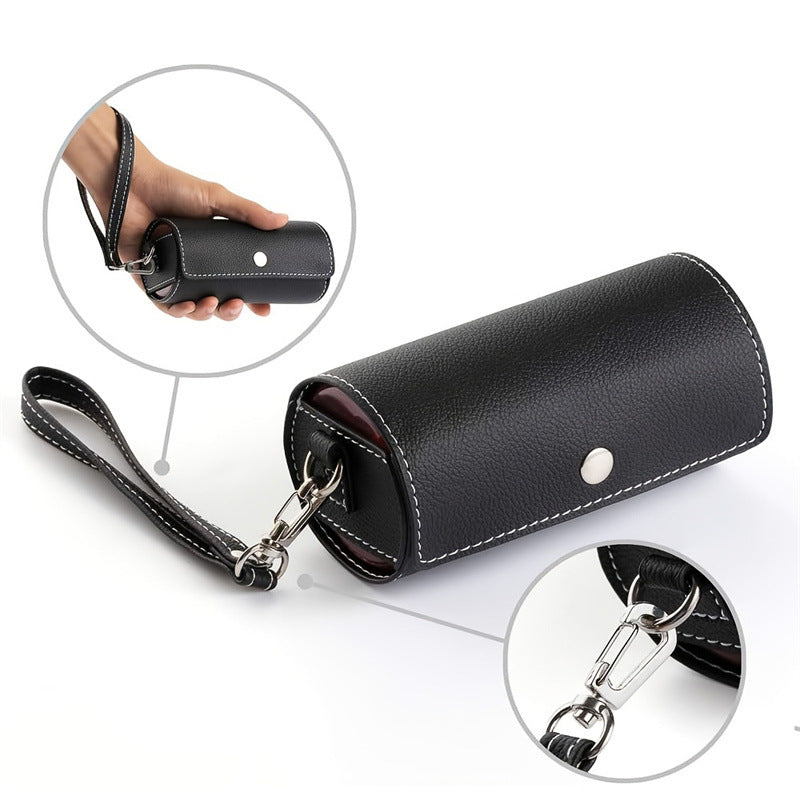 7-Day Travel Pill Organizer - Brown PU Leather Pouch 14 Compartments AM/PM