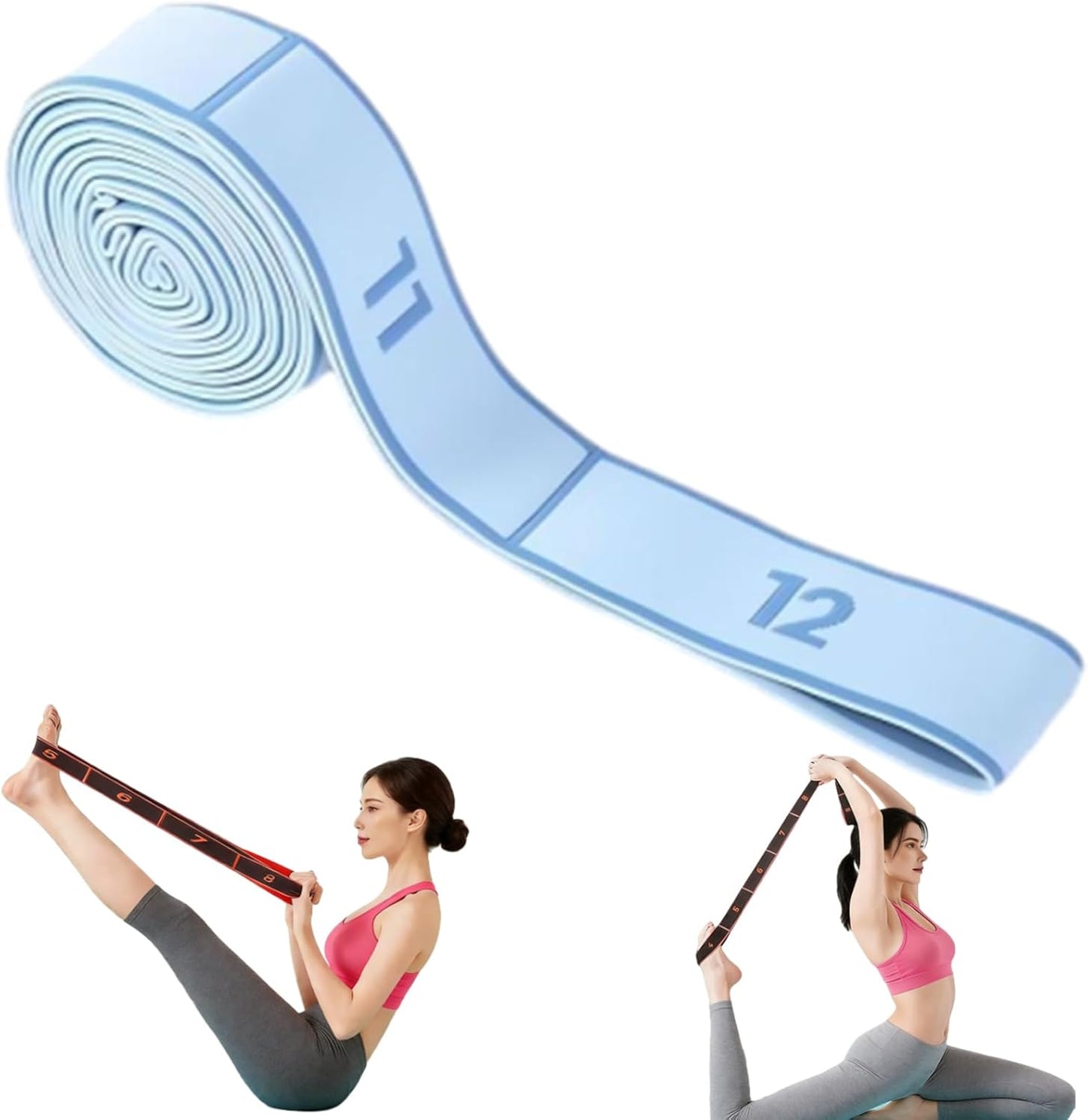 Blue 12-Loop Yoga Stretch Strap 2-Pack 4x138cm - Resistance Band for Pilates