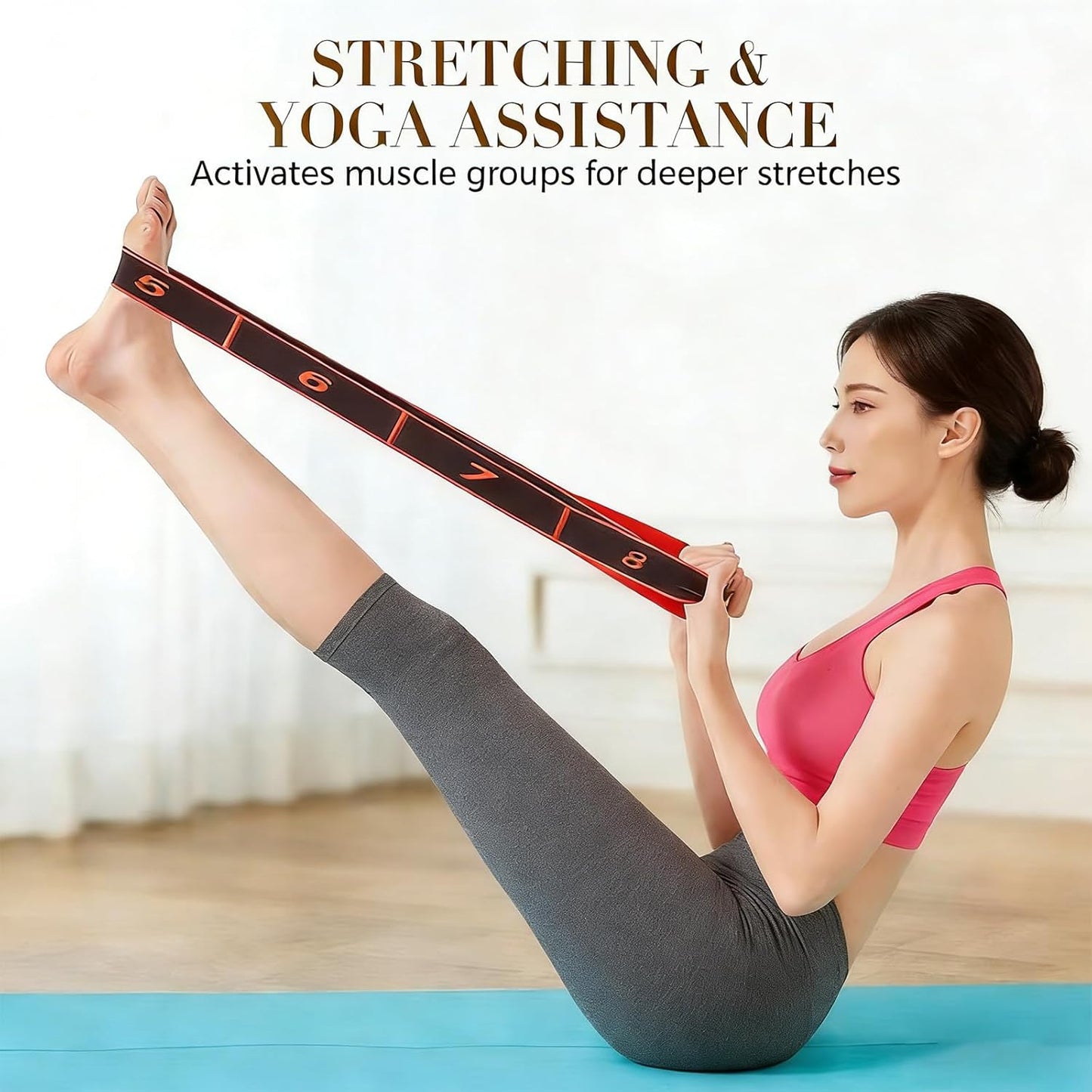 Blue 12-Loop Yoga Stretch Strap 2-Pack 4x138cm - Resistance Band for Pilates