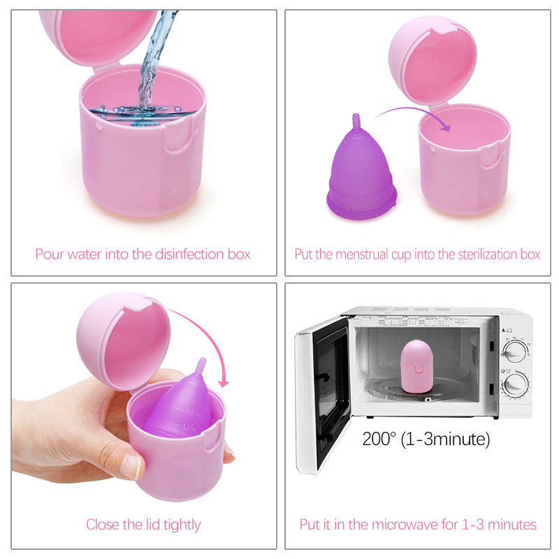 2PCS Medical Silicone Menstrual Cup S + Sterilizer Box - Microwave Safe (Purple)