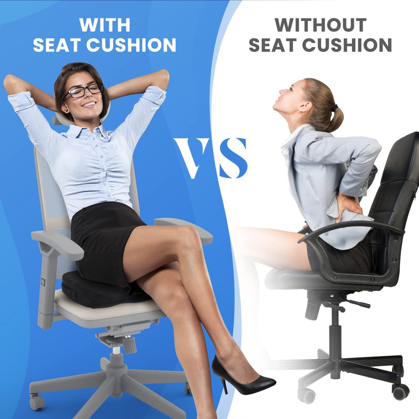 Dark Grey Memory Foam Seat Cushion – Ergonomic Support for Office, Car, Wheelchair, and Home Use