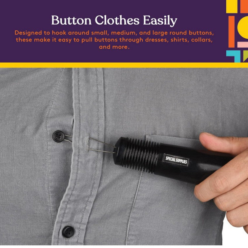 2-Pack Black Dressing Aid - Button & Zipper Assistant for Elderly