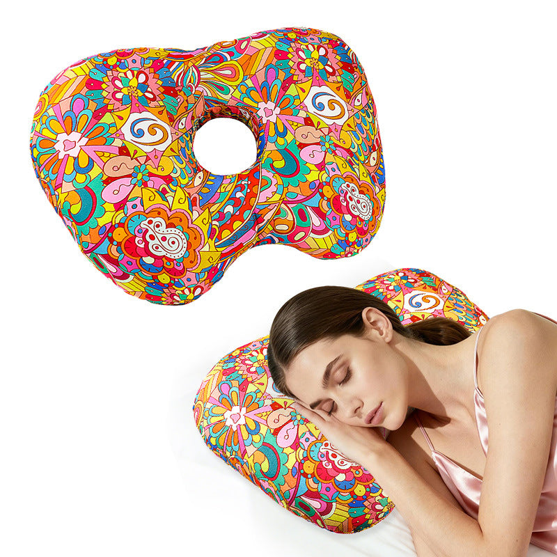 Cashew Blossom Hollow Ear Support Pillow - Adjustable Side Sleep Neck Cushion