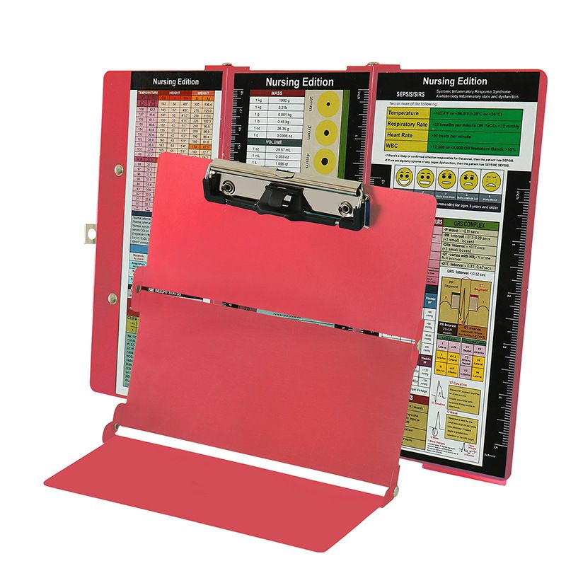 Pink Aluminium Tri-Fold Nursing Clipboard - A4 Document Holder with Pen Slot