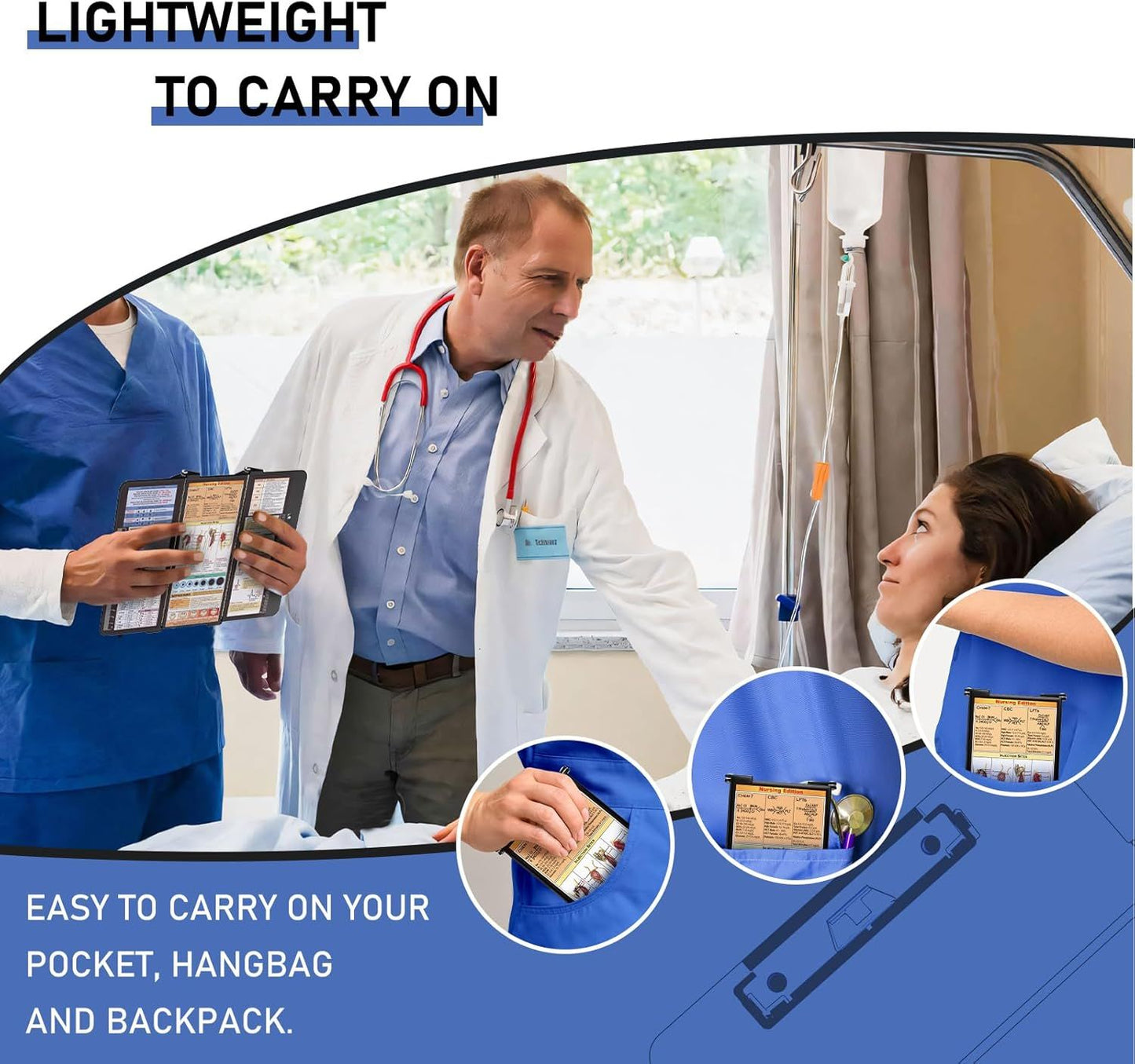 Blue Aluminium Tri-Fold Nursing Clipboard - A4 Document Holder with Pen Slot