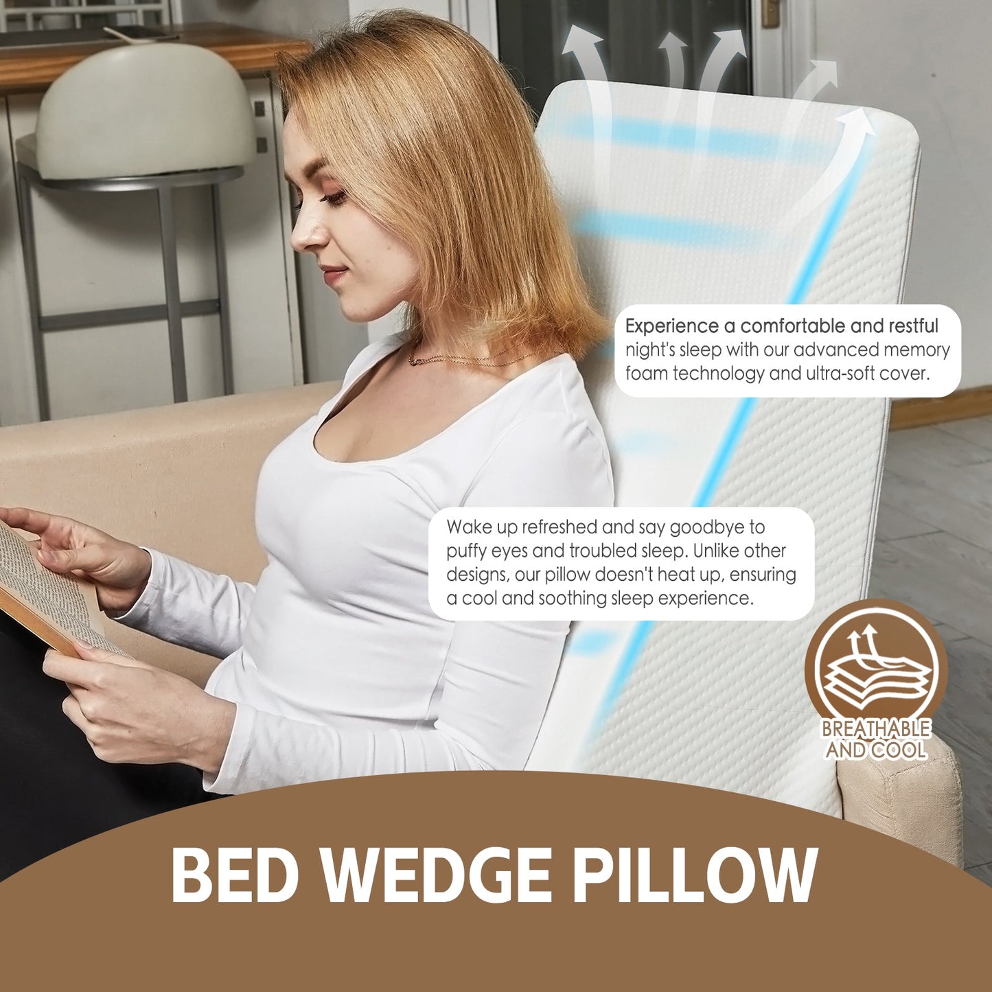 Memory Foam Bed Wedge Back Support Pillow