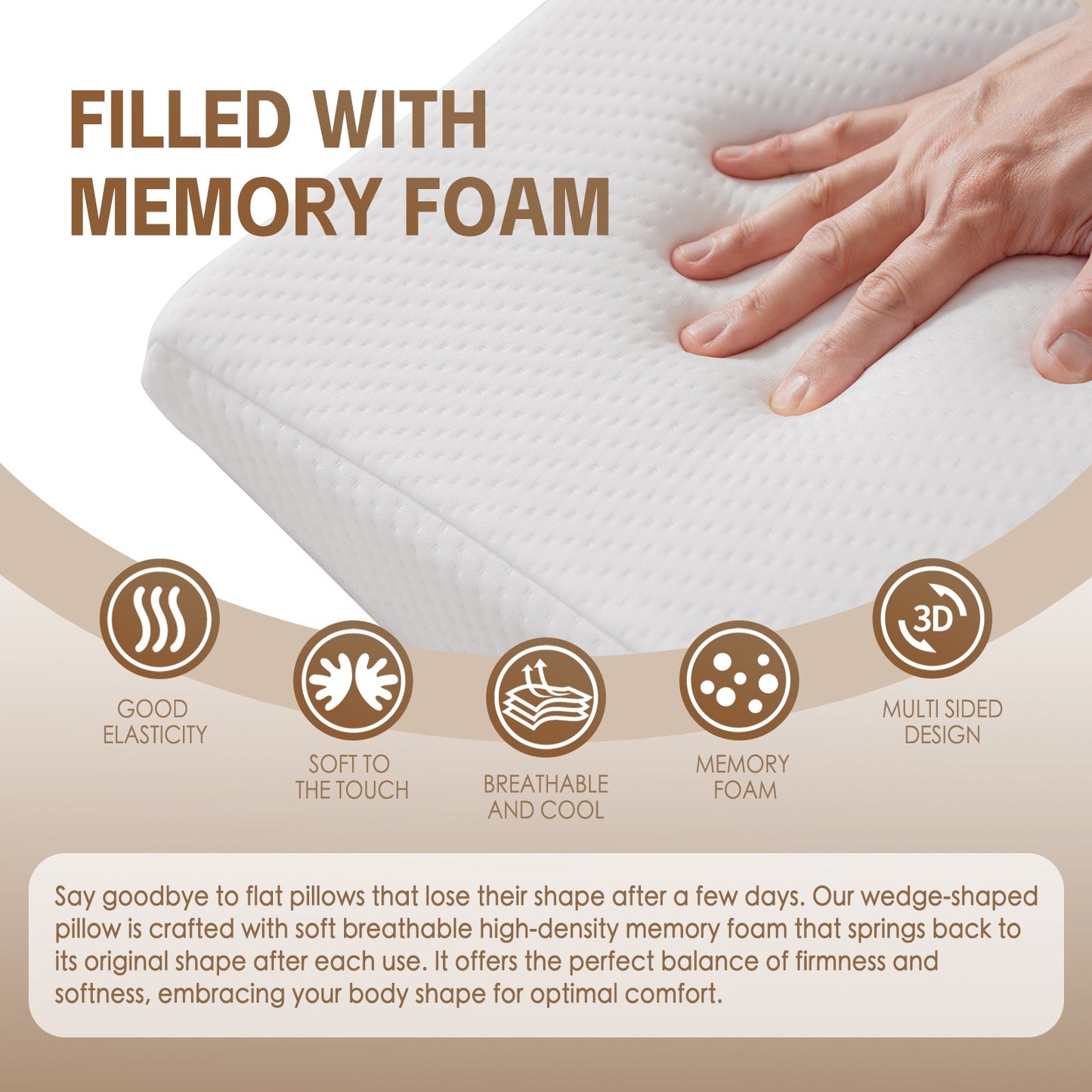 Memory Foam Bed Wedge Back Support Pillow