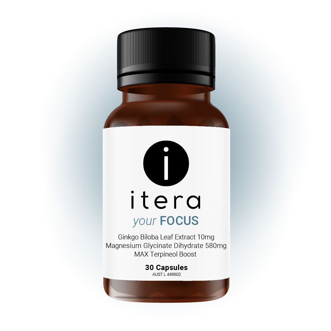 Itera Health Your FOCUS – Cognitive Support with Magnesium Glycinate, Ginkgo Biloba & Limonene | 30 Capsules