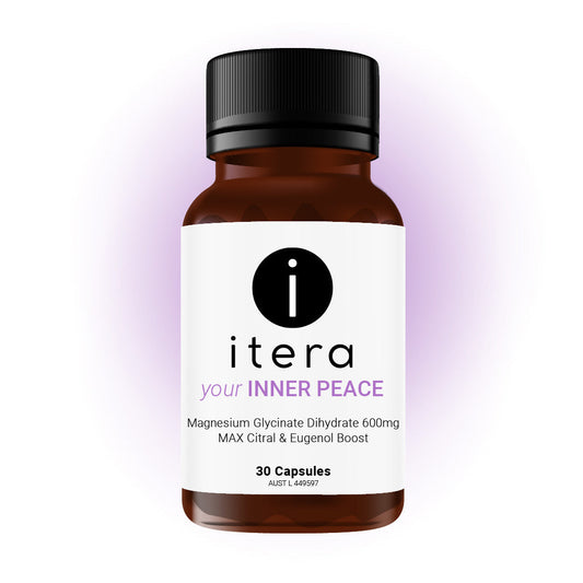 Itera Health Inner Peace – Stress & Anxiety Support with Magnesium Glycinate, Passiflora & Terpenes | 30 Capsules
