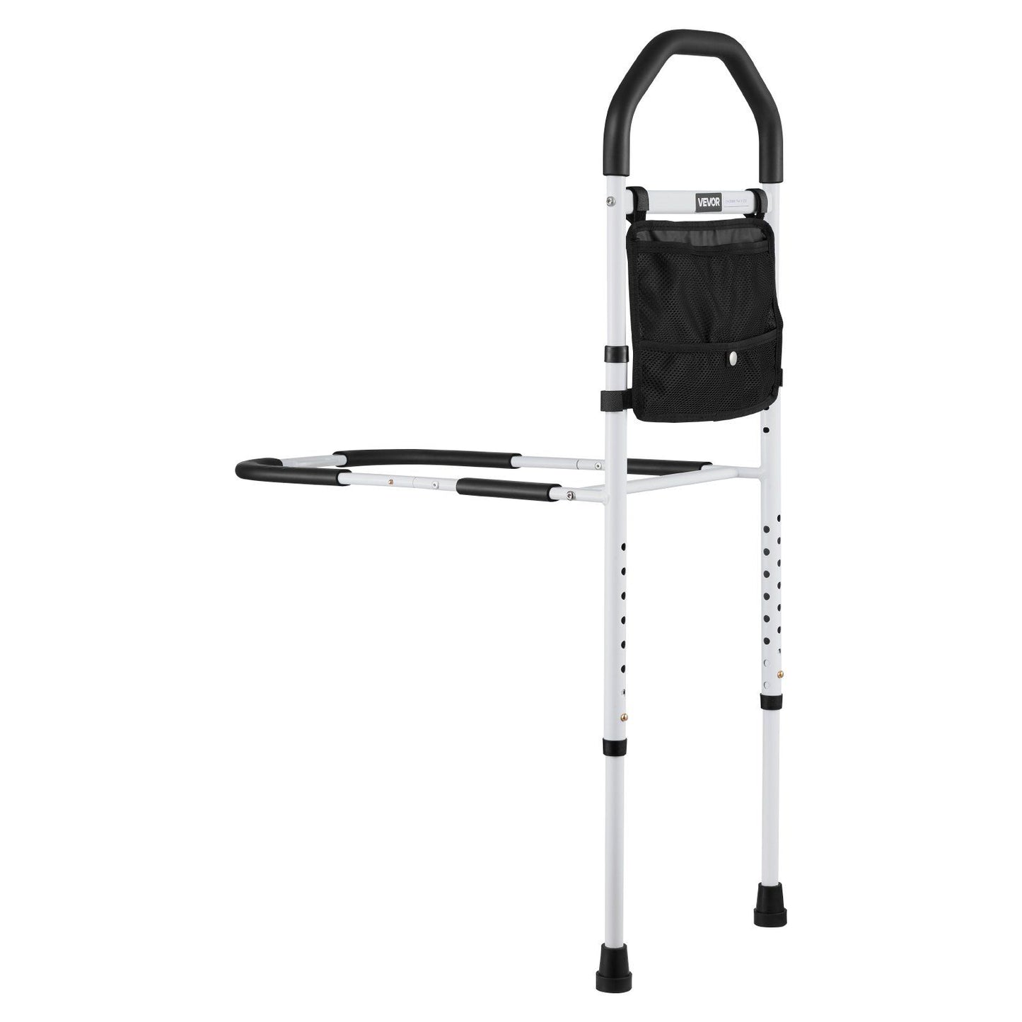 Bed Rail for Elderly, Bedside Assist Rails with Supporting Leg and PU Handrail, Adjustable Height Carbon Steel Pipe Bedside Cane, Bed Bars for Seniors & Patients, Fits King, Queen, Full, Twin