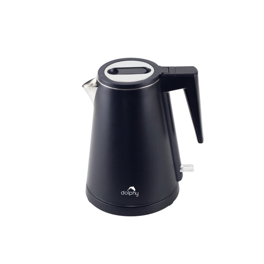 0.8L Double Layer Stainless Steel Electric Kettle - Black