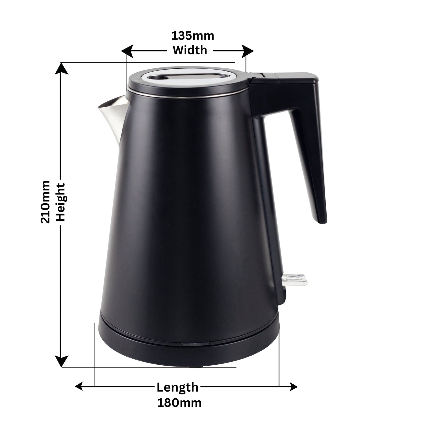 0.8L Double Layer Stainless Steel Electric Kettle - Black