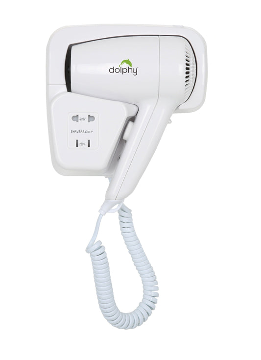 Wall Mount Hair Dryer 1200W Commercial Hotel Bathroom - White