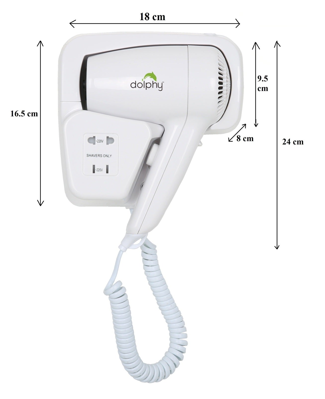 Wall Mount Hair Dryer 1200W Commercial Hotel Bathroom - White
