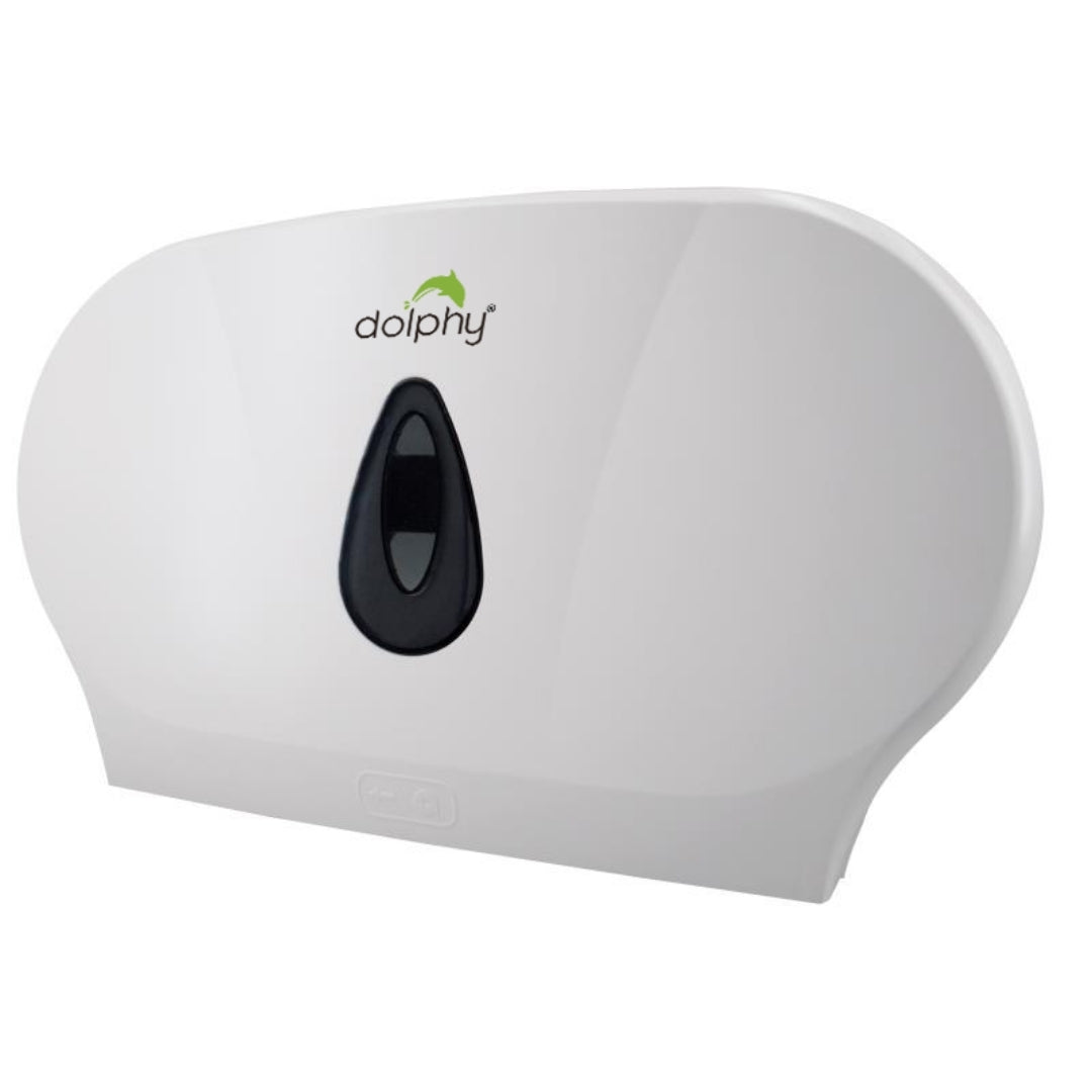 Twin Jumbo Toilet Roll Dispenser Commercial Washroom - White