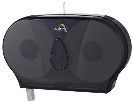 Twin Jumbo Toilet Roll Dispenser Commercial Washroom - Black