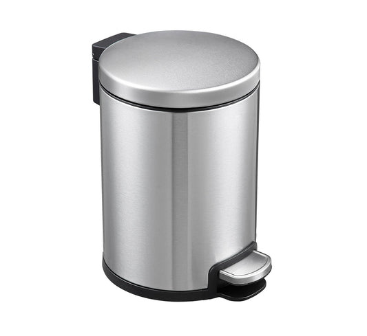 Round Stainless Steel Soft Close Pedal Bin 3L Bathroom