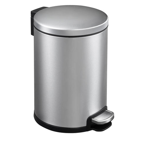 Round Stainless Steel Soft Close Pedal Bin 6L Bathroom