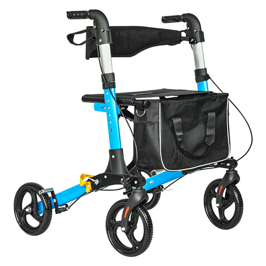 Foldable 2-in-1 Rollator Walker Chair - 8 Wheels 136kg Capacity Storage Bag