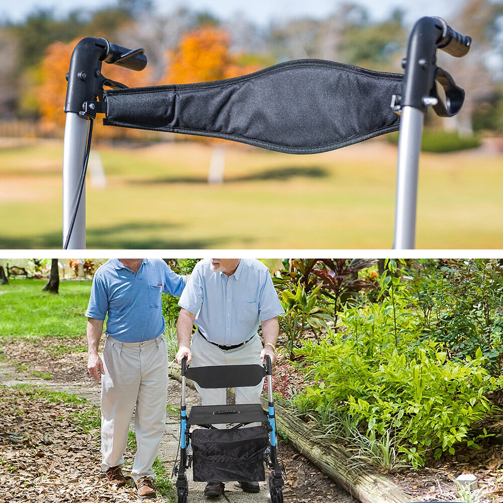 2 In 1 Foldable X-Fold Mobility Walker Rollator Chair Aid 8 Inch Wheel Max Load 136KG with Zippered Storage Bag for Elderly Seniors Indoor Outdoor Use