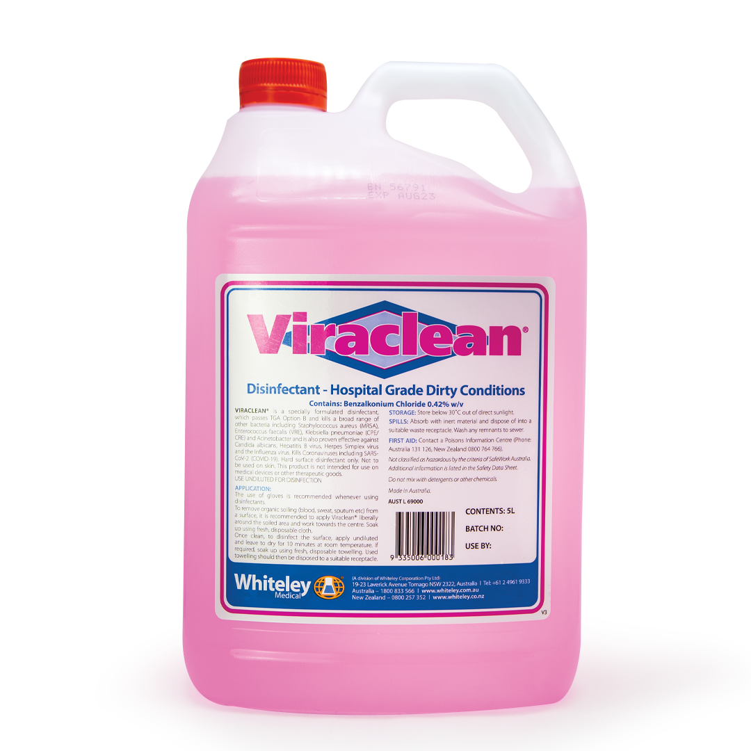 Viraclean Hospital Grade Disinfectant – Surface Cleaner, Non-Flammable, pH Neutral, Lemon Fragrance