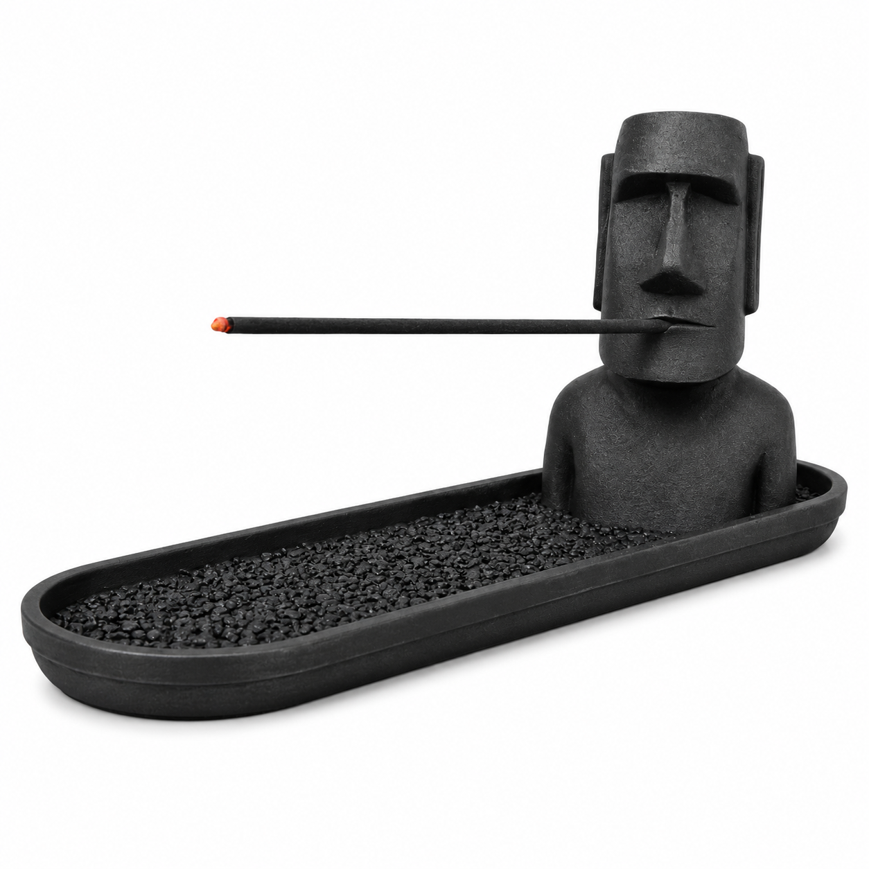 3D Printed Moai Incense Holder – Easter Island Statue, Black