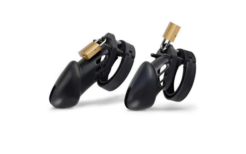 Brutus Denial Silicone Chastity 2 Cage Set Black