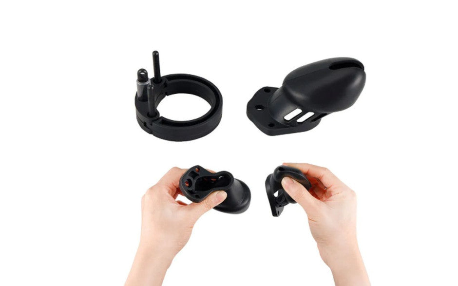 Brutus Denial Silicone Chastity 2 Cage Set Black