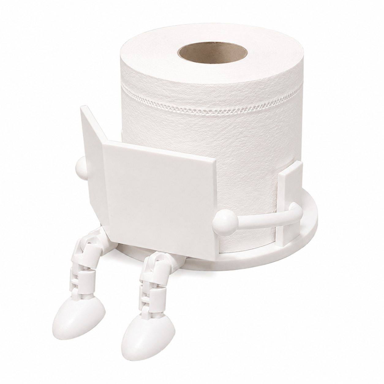 2-PCS White Novelty 3D Printed Reading Figure Toilet Roll Holder Fun Desktop Paper Stand Ornament for Bathroom Decor Unique Gift for Australian Homes
