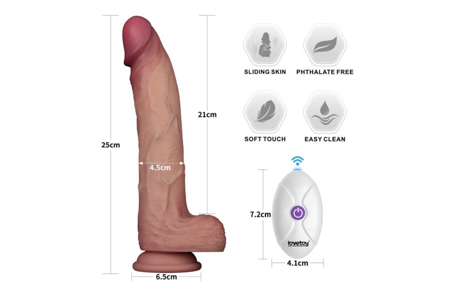 Vibrating Sliding Skin Pro II Silicone Dong 10in