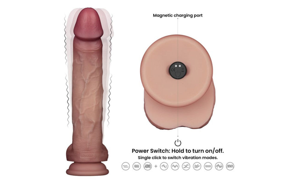 Vibrating Sliding Skin Pro II Silicone Dong 10in