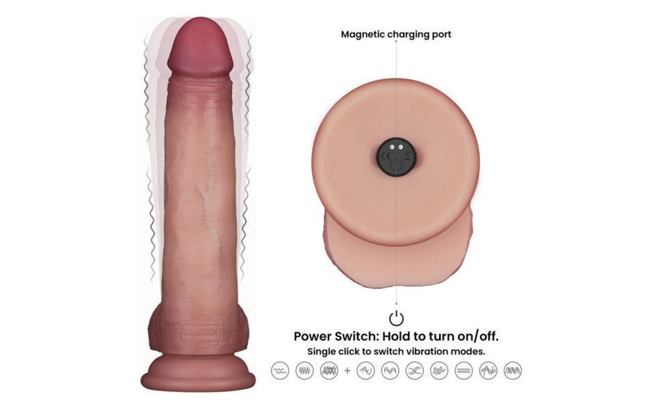Vibrating Sliding Skin Pro II Silicone Dong 8.5