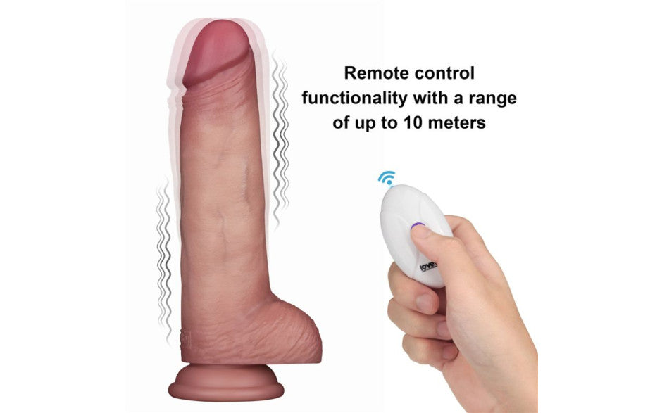 Vibrating Sliding Skin Pro II Silicone Dong 8.5